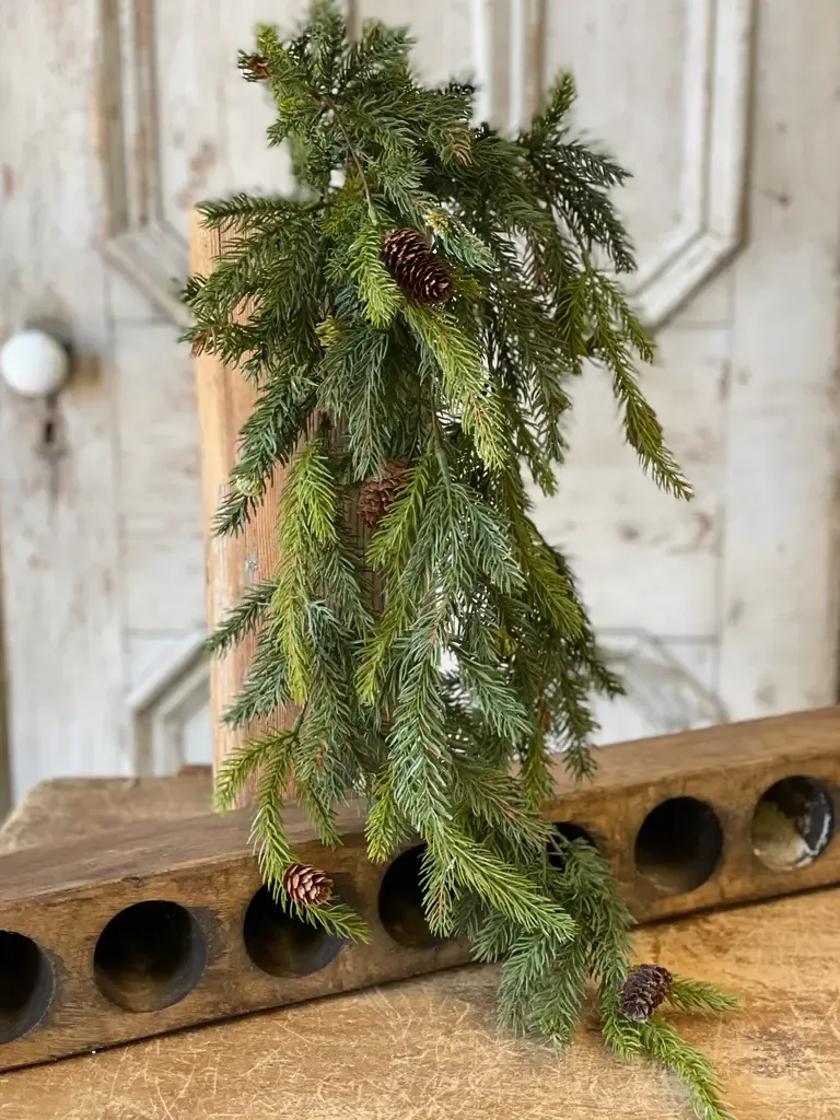 White Spruce Hanging w/ Cones 34”