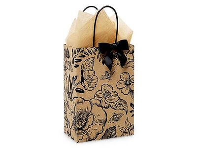 Timeless Floral Kraft Paper Shopping Bags