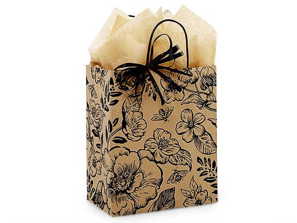 Timeless Floral Kraft Paper Shopping Bags, Size: Cub 8x4.75x10.25