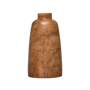 Paulownia Wood Vase, Walnut Stained Finish 14.25”