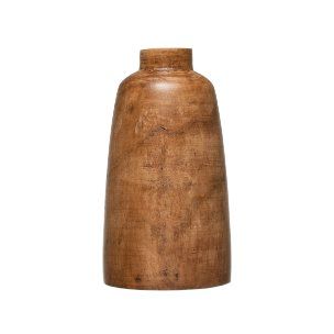 Paulownia Wood Vase, Walnut Stained Finish 14.25”