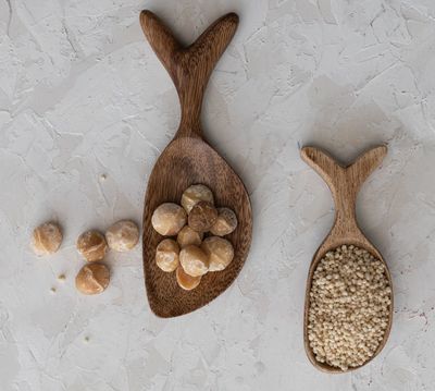 Acacia Wood Fish Shaped Dish, Natural