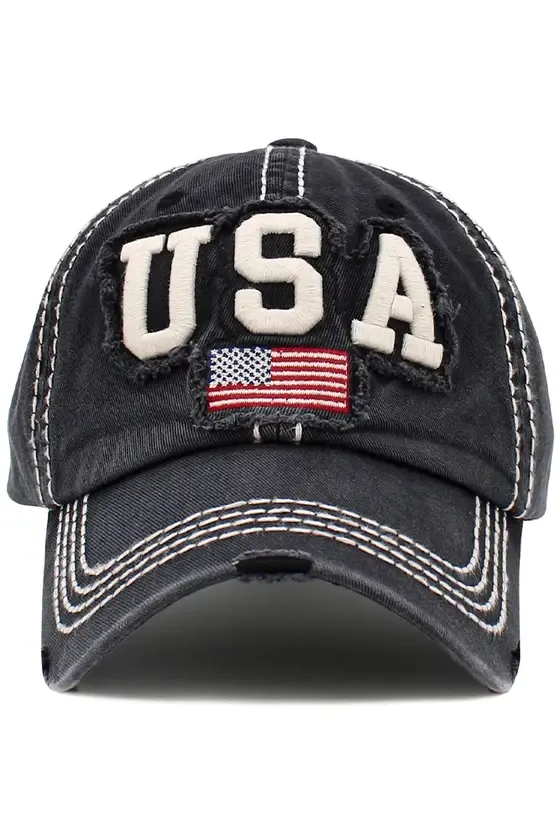 USA Flag Washed Vintage Baseball Cap Americana Apparel