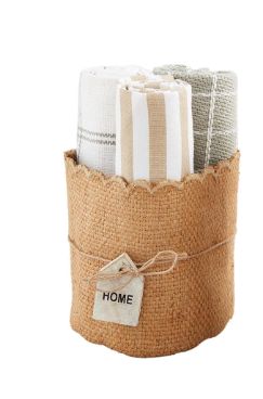 Check Jute Towel Bucket