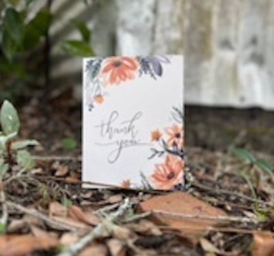 Thank You Autumn Flowers Card / Antique Thank You