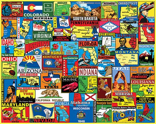 White Mountain State Stickers Puzzle 1,000 pc