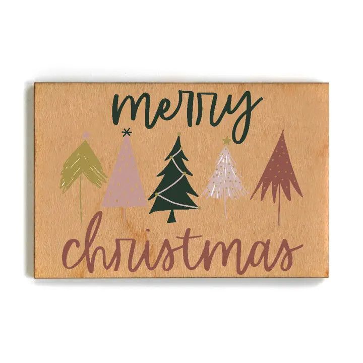 Wooden Magnet - Boho Merry Christmas