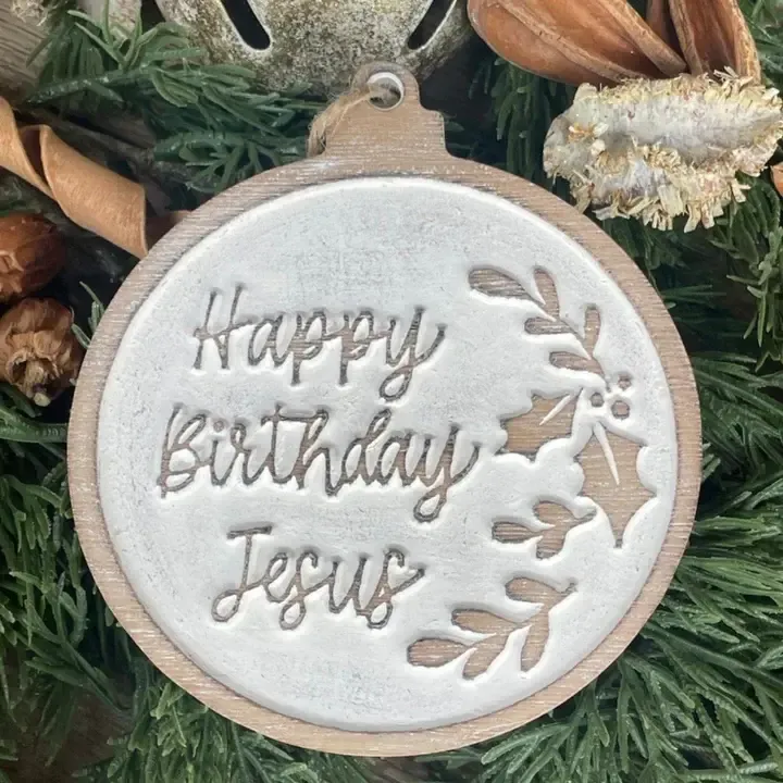 Birthday Jesus Carved Ornament