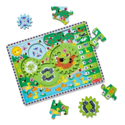 Melissa &amp; Doug Animal Chase iSpy Wooden Gear Puzzle