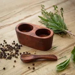 Wooden Spice Server with Spoon