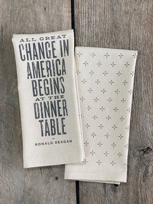 All Great Change in America - Ronald Reagan Quote Kitchen Towel