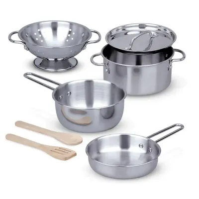 Melissa &amp; Doug Stainless Steel Pots &amp; Pans Play Set