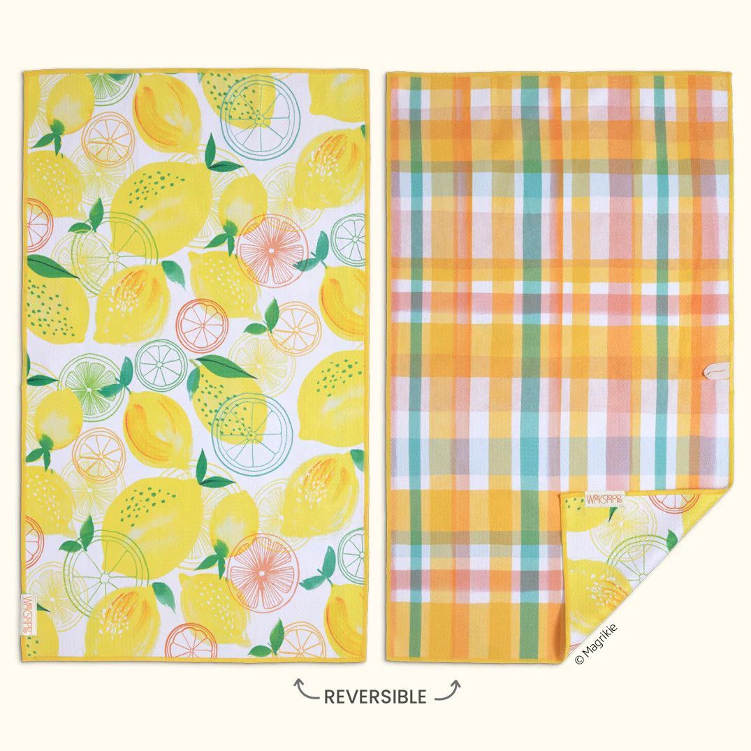 Microfiber Double Sided Towel Lemon Plaid