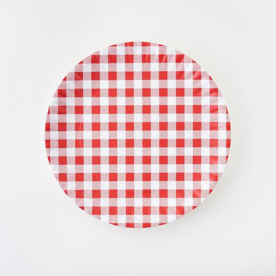 Red Gingham Melamine Plate 16"