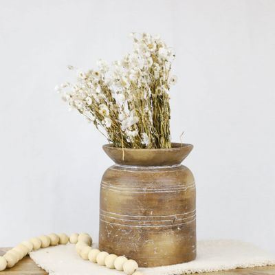 Brown Terracotta Line Vase 11”