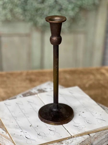 Maglia Antique Brass Candle Holder - 10”