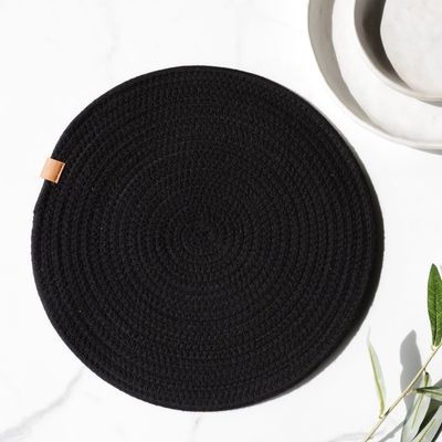 Ebony Black Round Placemat 13”
