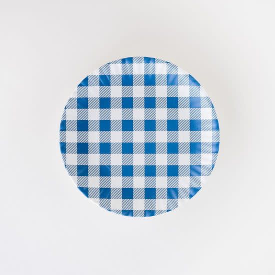 Blue Gingham Melamine Plate 9"