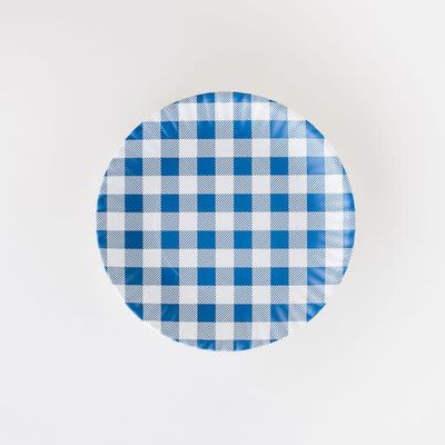 Blue Gingham Melamine Plate 9"