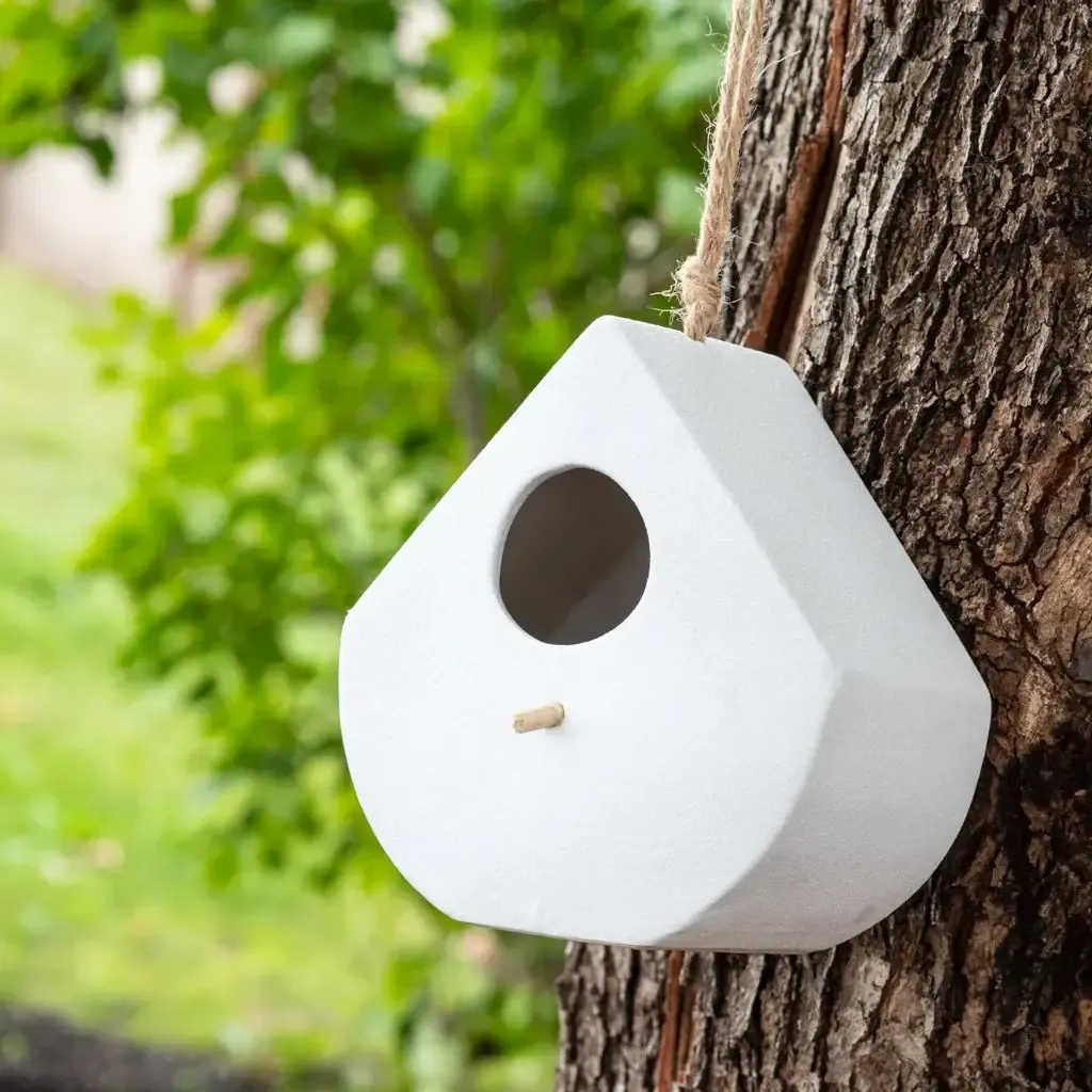 White Tear Drop Birdhouse
