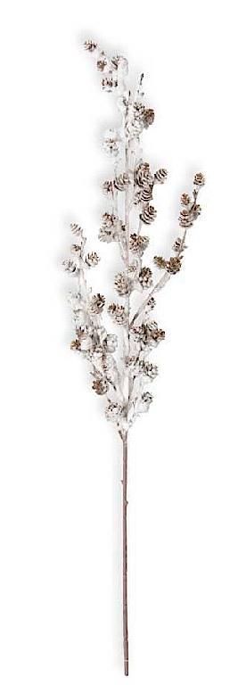 Flocked Twig and Mini Pinecone Stem 30”