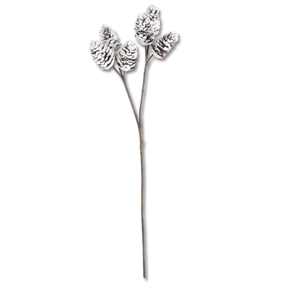 Flocked Pinecone Spray 32”
