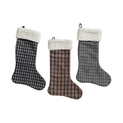 Woven Wool Stocking w/ Sherpa - Assorted