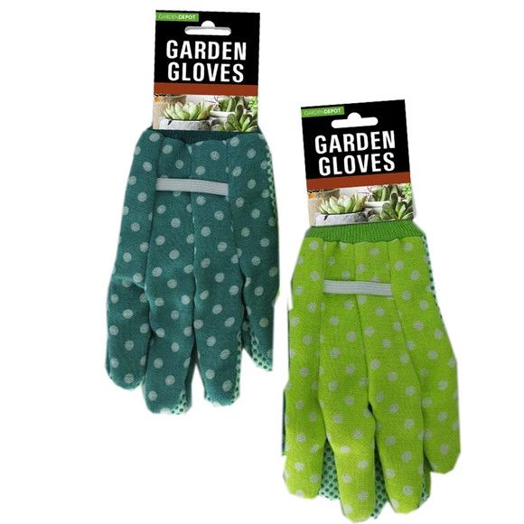Garden Gloves w/ Safety Grip Dots - Assorted