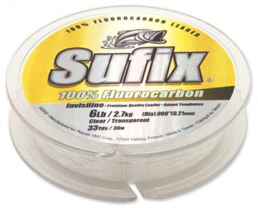 Sufix 100% Fluorocarbon Invisiline 6lb 33yd Fishing Line