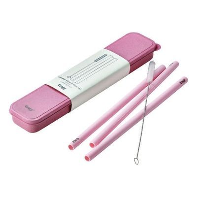 Silicone Straw Set Pink