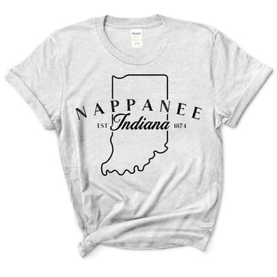 Nappanee State Outline Tee Ash Gray