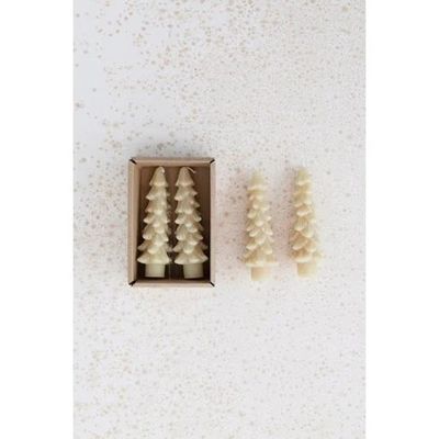 Tree Shaped Taper Candles Eggnog Set of 2