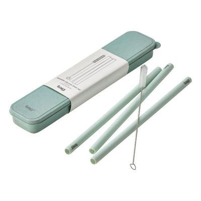 Silicone Straw Set Aqua