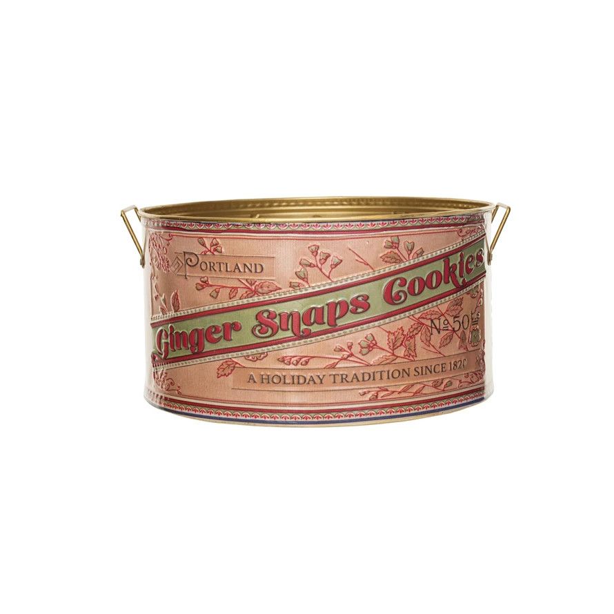 Ginger Snap Cookies Metal Container