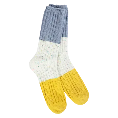 Confetti Cable Crew Socks, Color: Vanilla Multi