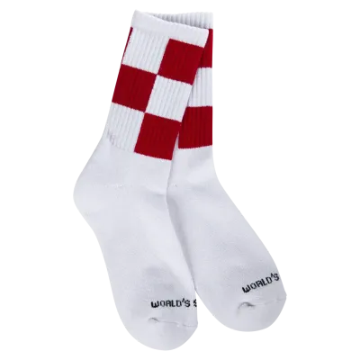 Holiday Sport Mini Crew Socks Checkered Red