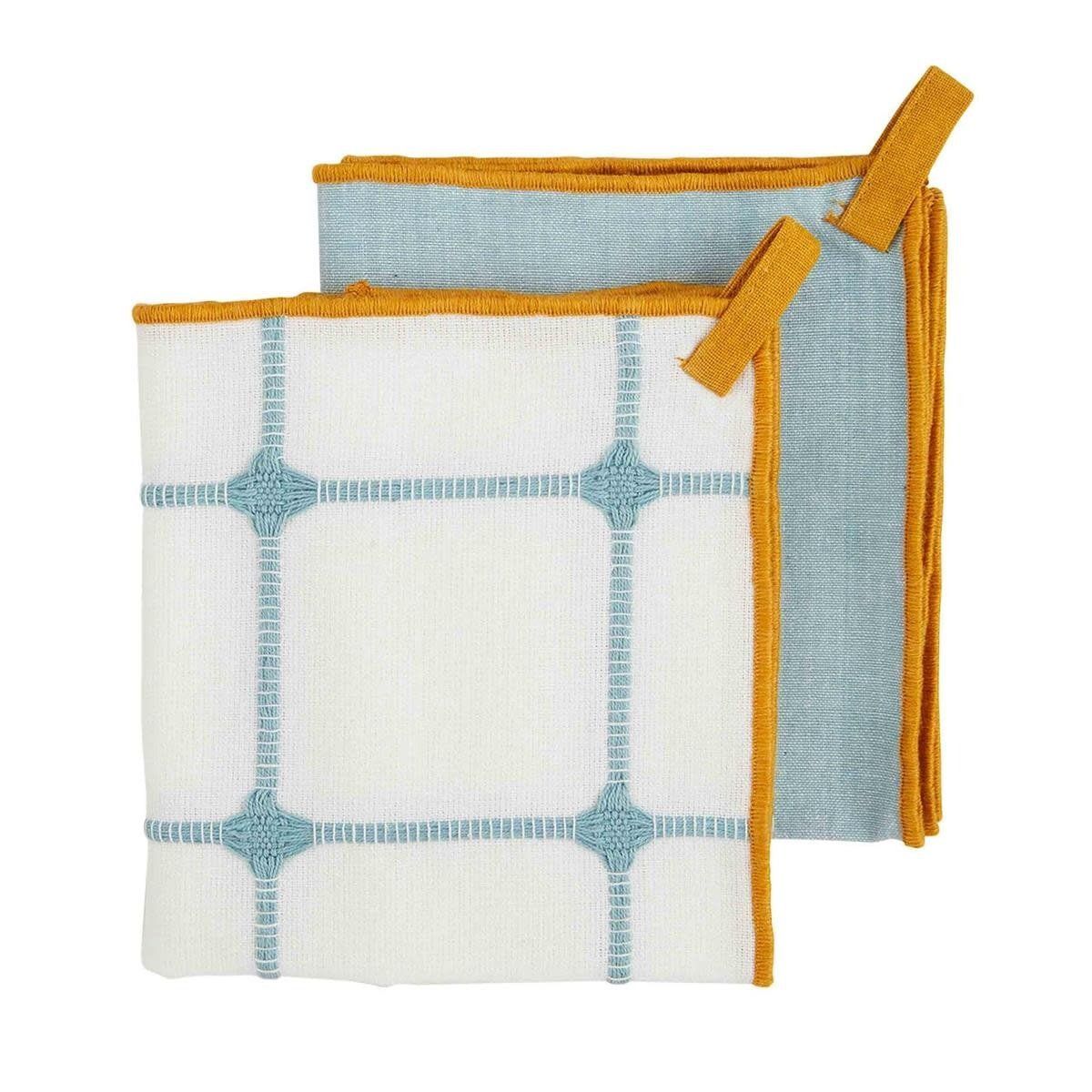 Stitch Edge Towel Set Blue / Orange