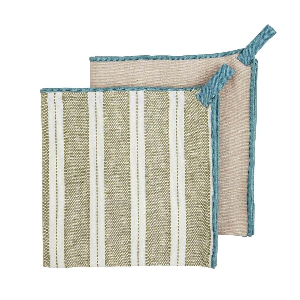 Stitch Edge Towel Set Green / Blue