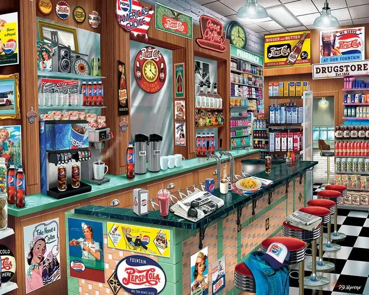 White Mountain Pepsi Soda Fountain Puzzle 1,000 pc