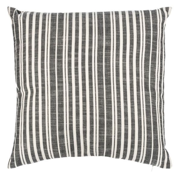 WOVEN BLACK TICKING STRIPE PILLOW 18X18