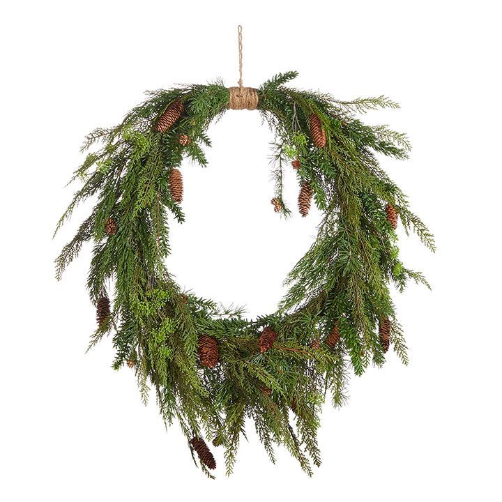Oval Cedar &amp; Pinecone Wreath 36"
