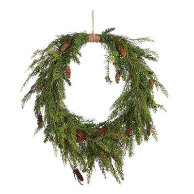 Oval Cedar &amp; Pinecone Wreath 36"