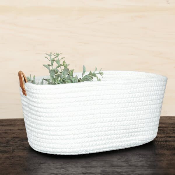Ivory Woven Cotton Basket LG 12.5” x 8.5”