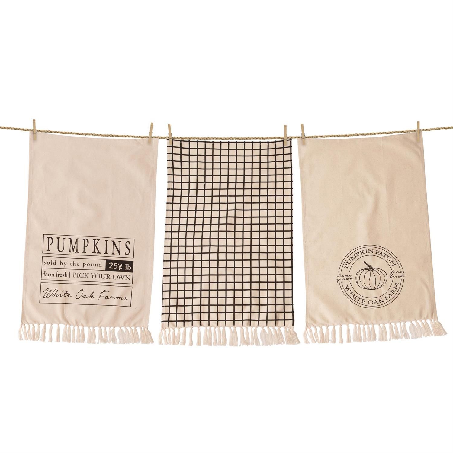 Pumpkin Patch White Oak Farms Tea Towels - Assorted
