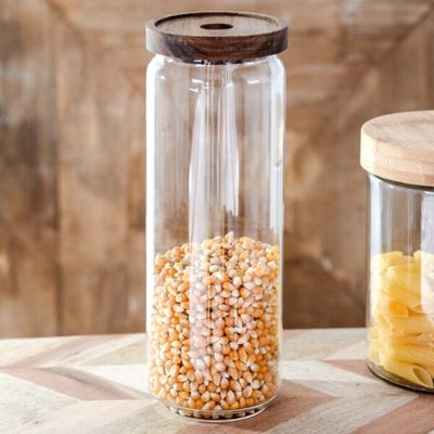 Glass Jar with Acacia Wood Lid 10.6”