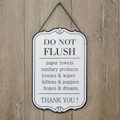 Bathroom Funny Etiquette | Metal Hanging Sign