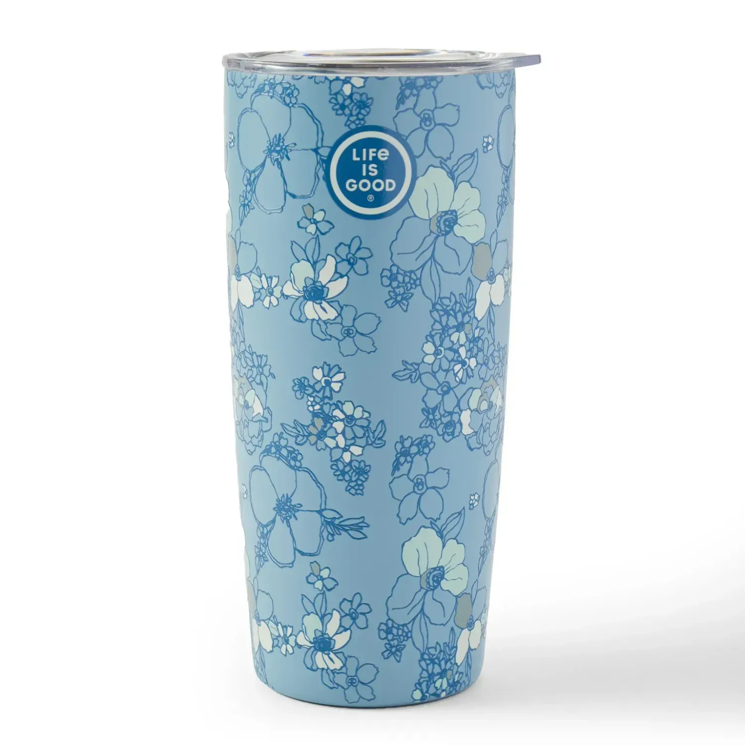 Life is Good Floral Garden Blue Stainless Steel Tumbler 20 fl oz