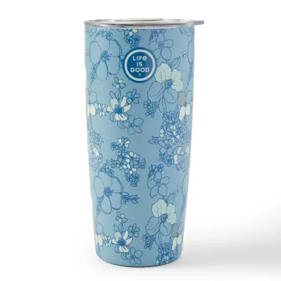 Life is Good Floral Garden Blue Stainless Steel Tumbler 20 fl oz