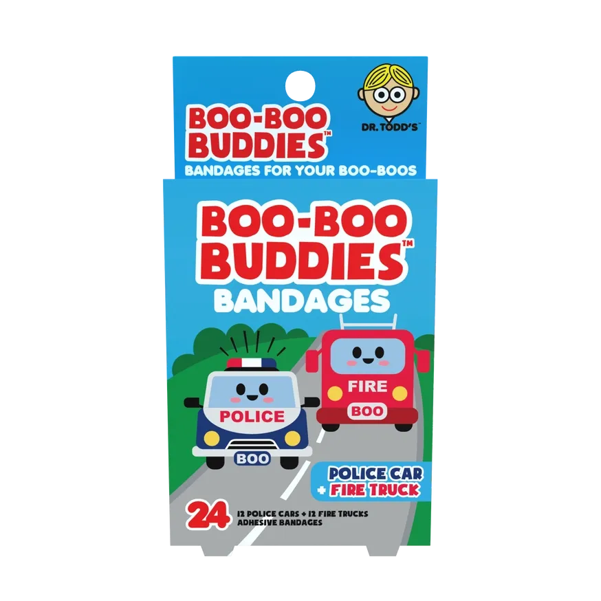 Kids Bandages – Police Car + Fire Truck (24 Count, Latex-Free)