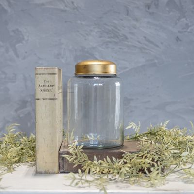 Clear Glass Jar w/ Gold Lid 7.5”